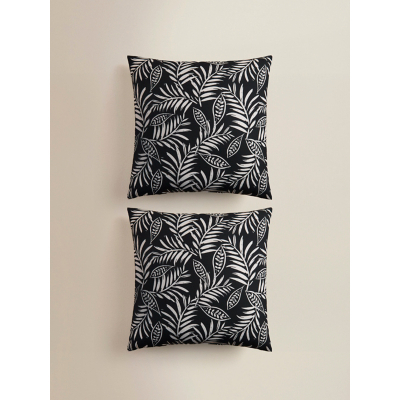 Black & White Leaf Outdoor Cushion - Set of 2