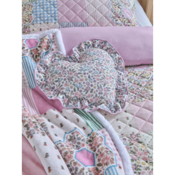 Pink & Purple Floral Patchwork Heart-Shaped Cushion