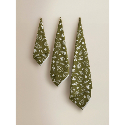 Green Autumn Foliage Cotton Towel Range