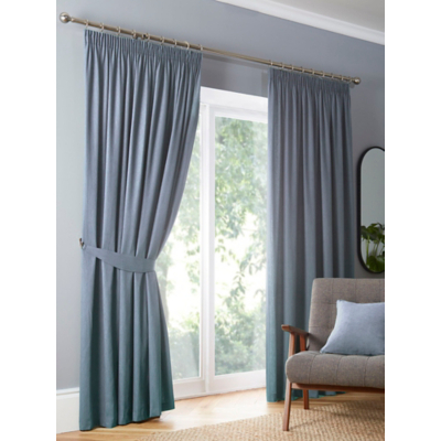 Fusion Blue Dijon Pencil Pleat Curtains