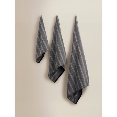 Monochrome Textured Stripe Cotton Towel Range