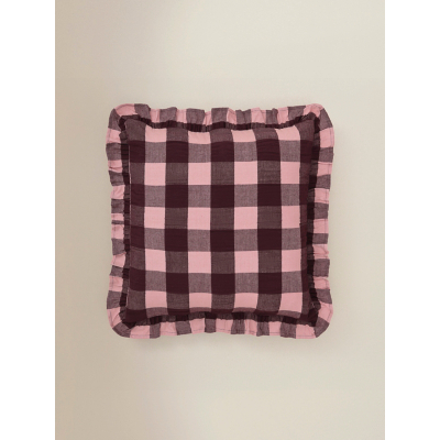 Gingham Seersucker Texture Frill Edge Cushion
