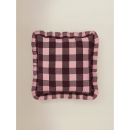 Gingham Seersucker Texture Frill Edge Cushion