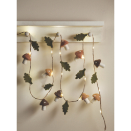Brown Felt Mushroom LED String Lights
