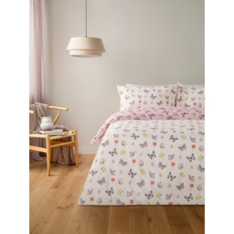 White Beautiful Butterflies Reversible Duvet Set
