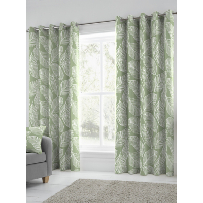 Fusion Matteo Green Eyelet Curtains