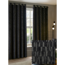 Paoletti Charcoal Manhattan Lined Velvet Eyelet Curtains