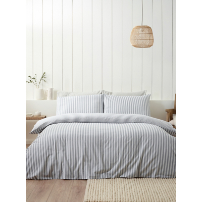 Catherine Lansfield Silver Brushed Stripe Duvet Cover Set