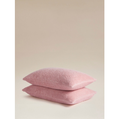 Pastel Pink Plain Teddy Pillowcase Pair
