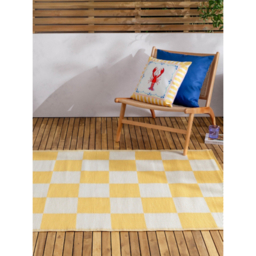 Furn Yellow Checkerboard Outdoor Rug