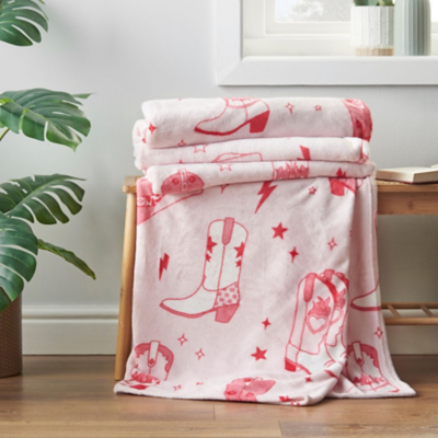 Sassy B Cowgirl Boots Cosy Fleece Blanket Throw - 200 x 240cm