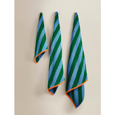 Green & Blue Diagonal Stripe Cotton Towel Range