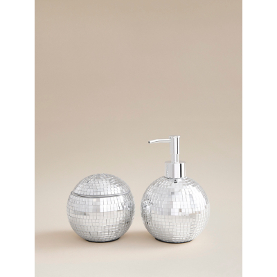 Mirror Disco Ball Soap Dispenser & Lidded Pot Set