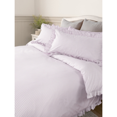 White & Lilac Stacey Solomon Gingham Frill Cotton Duvet Set