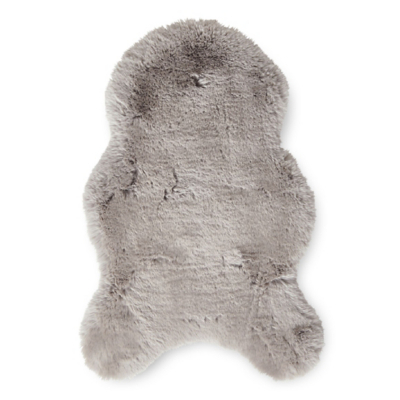 Think Rugs Silver Teddy Luxury Super Soft Pelt Shape Rug