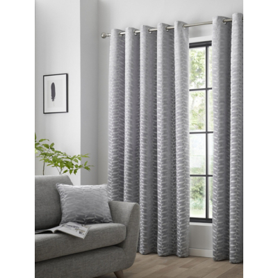 Curtina Kendal Silver Jacquard Eyelet Curtains