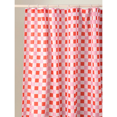 Red & Pink Lucky Charm Checkerboard Shower Curtain