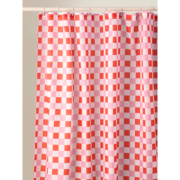Red & Pink Lucky Charm Checkerboard Shower Curtain