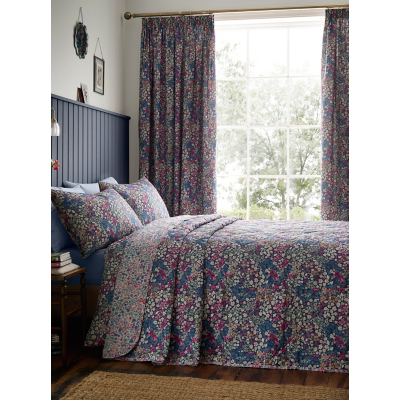 Dreams & Drapes Navy Bessie Quilted Bedspread - 200 x 230cm