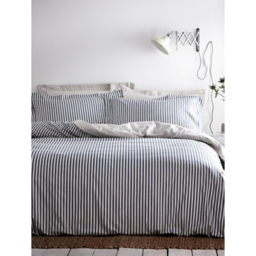 The Linen Yard Navy Hebden Mélange Stripe 100% Cotton Duvet Cover Set