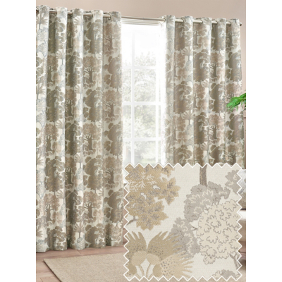 Wylder Nature Natural Woodlands Floral Jacquard Eyelet Curtains