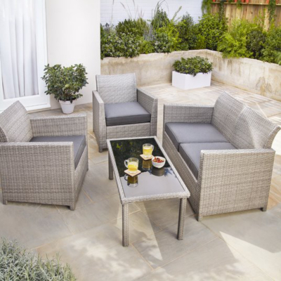 Jakarta Grey Rattan Outdoor Sofa Set 4 Piece