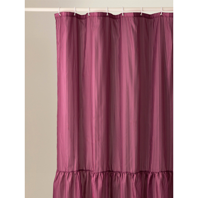 Pink Stripe Ruffle Shower Curtain