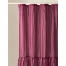 Pink Stripe Ruffle Shower Curtain