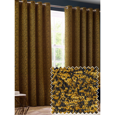 Paoletti Gold Galaxy Chenille Eyelet Curtains
