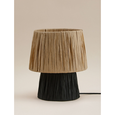 Natural Raffia Natural Base Table Lamp With Black Shade