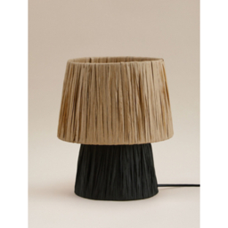 Natural Raffia Natural Base Table Lamp With Black Shade