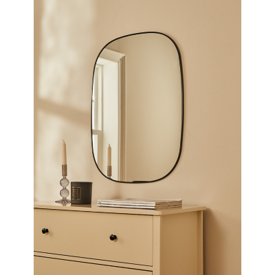Thin Black Frame Oval Mirror