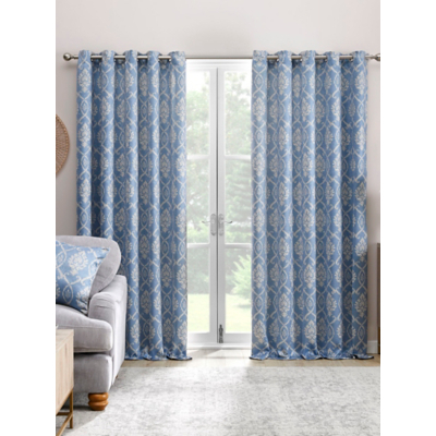 Dreams & Drapes Vivianna Woven Eyelet Curtains in Blue