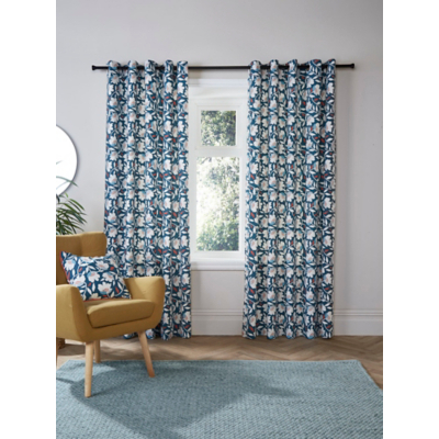 Fusion Luna 100% Cotton Eyelet Curtains in Teal