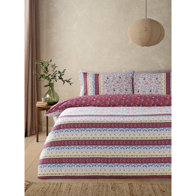 Country Floral Stripe Cotton Reversible Duvet Set