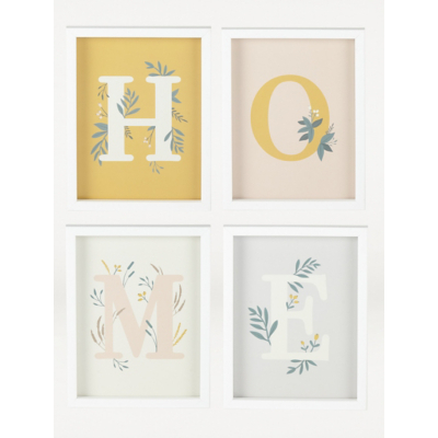White Home Framed Poster Print - Set of 4