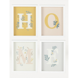 White Home Framed Poster Print - Set of 4
