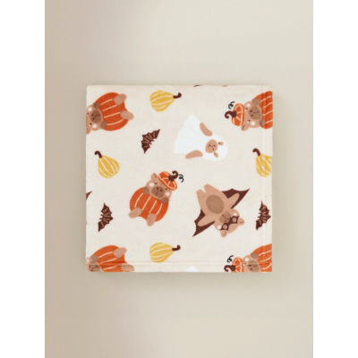 Orange Pumpkin Capybara Fleece Blanket - 120 x 150 cm