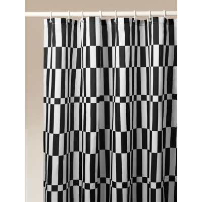 Black & White Monochrome Split Checkerboard Shower Curtain