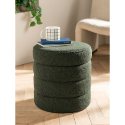 Green Round Ribbed Storage Stool