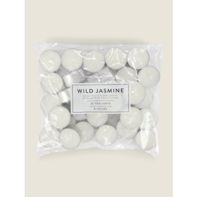 White Wild Jasmine-Scented 8-Hour Tealights