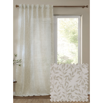Yard Natural Perrie Leaf Sheer Woven Panel Curtain