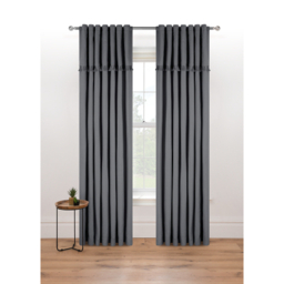 Charcoal Pelmet Tassel Hidden Tab Top Curtains