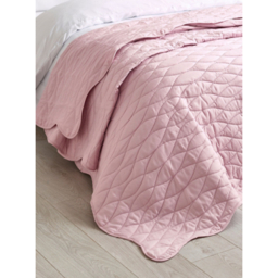 Catherine Lansfield Pink Scallop Waves Quilted Bedspread - 240 x 260cm