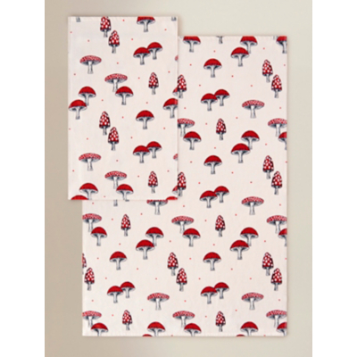 Cream & Red Toadstool Cotton Towel Range