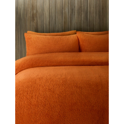 Orange Plain Teddy Finish Duvet Set