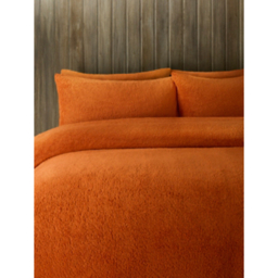 Orange Plain Teddy Finish Duvet Set