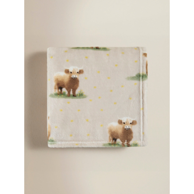 Natural Highland Cow Daisy Super Soft Throw - 150 x 120cm