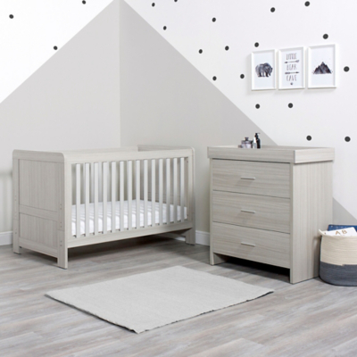 Ickle Bubba Grey Pembrey Cot Bed and Changing Unit