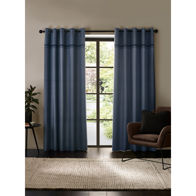 Catherine Lansfield Blue Melville Eyelet Curtains
